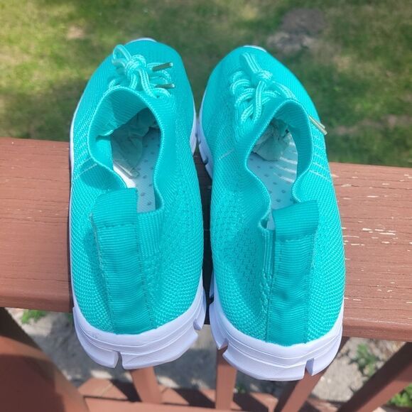 Ladies Sport Shoes Mesh Lace-up Non Slip Running Breathable Sneakers Sky Blue - Picture 8 of 11